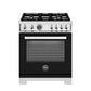 Bertazzoni PRO304BFEPNET 30 Inch Dual Fuel Range, 4 Brass Burners, Electric Self-Clean Oven Nero