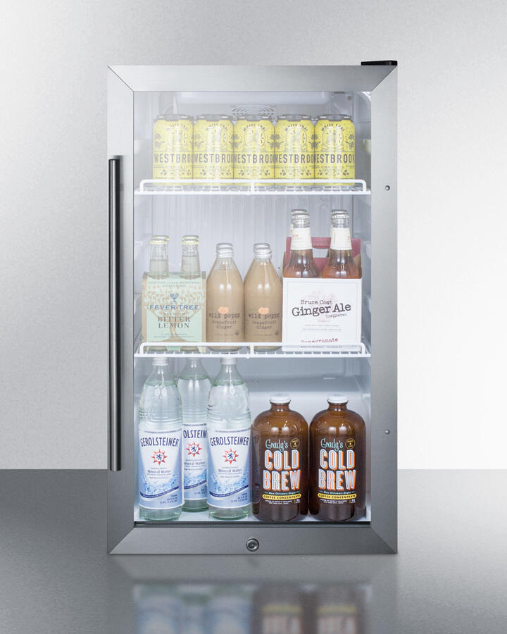 Summit SCR489OS Commercially Approved Outdoor Beverage Cooler For The Display And Refrigeration Of Beverages And Sealed Food, Freestanding Use With Glass Door And Black Cabinet