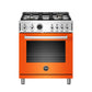 Bertazzoni PROF304DFSART 30 Inch Dual Fuel Range, 4 Brass Burner, Electric Self-Clean Oven Arancio