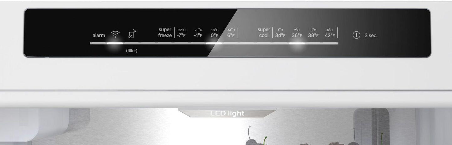 Bosch B24CB80ESB 800 Series Free-Standing Fridge-Freezer With Freezer At Bottom, Glass Door 24" Black