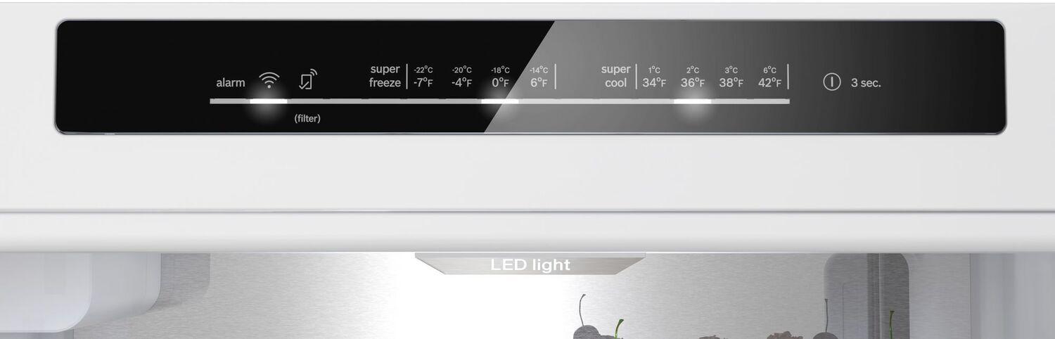 Bosch B24CB80ESB 800 Series Free-Standing Fridge-Freezer With Freezer At Bottom, Glass Door 24" Black