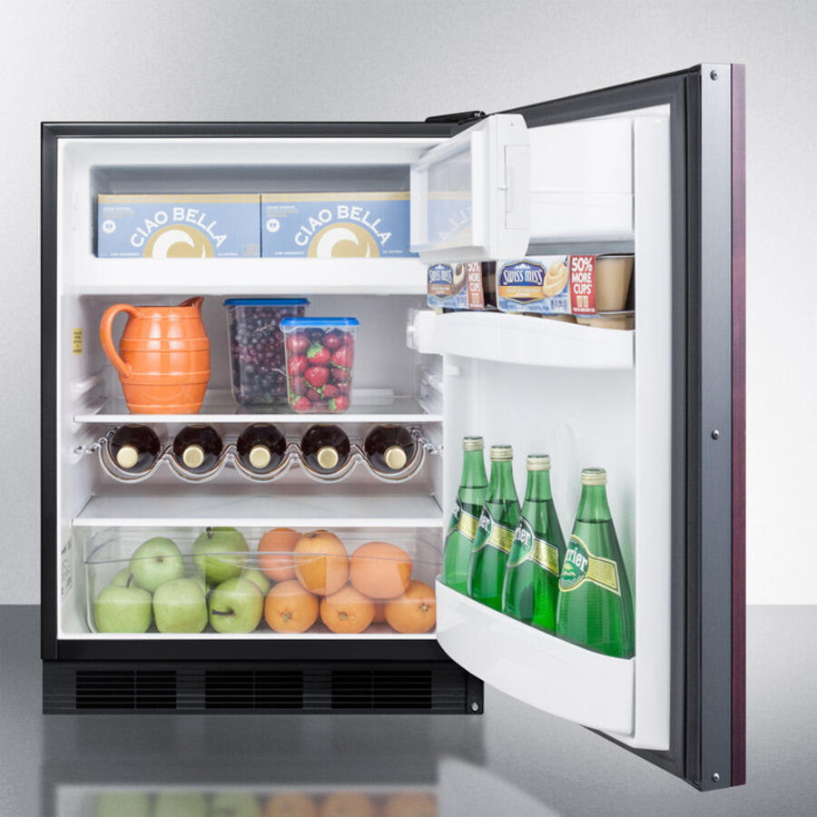 Summit CT663BBIIFADA Ada Compliant Built-In Undercounter Refrigerator-Freezer For Residential Use, Cycle Defrost With Deluxe Interior, Panel-Ready Door, And Black Cabinet