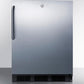Summit FF7LBLBISSTBADA Ada Compliant Built-In Undercounter All-Refrigerator For General Purpose Or Commercial Use, Auto Defrost W/Ss Door, Towel Bar Handle, Lock, And Black Cabinet