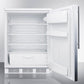 Summit FF6LBISSHV Built-In Undercounter All-Refrigerator For General Purpose Use W/Lock, Automatic Defrost, Stainless Steel Wrapped Door, Thin Handle, And White Cabinet