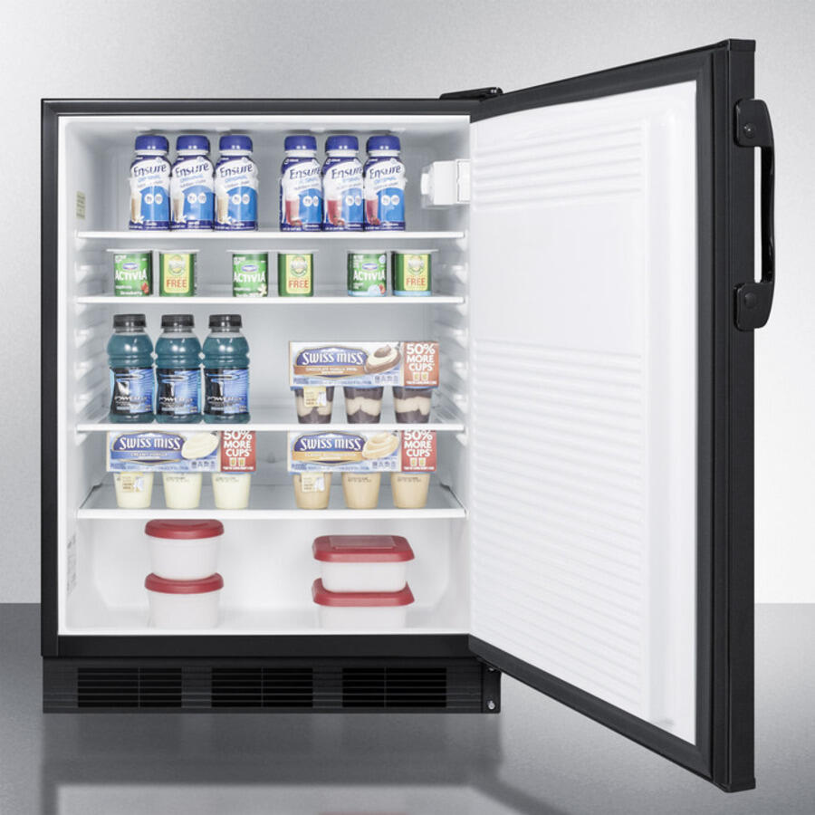 Summit AL752LBL Ada Compliant All-Refrigerator For Freestanding General Purpose Use, With Lock, Flat Door Liner, Auto Defrost Operation And Black Exterior