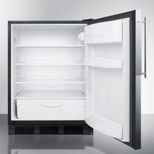 Summit FF6BBIFRADA Ada Compliant All-Refrigerator For Built-In General Purpose Use, Auto Defrost W/Ss Door Frame For Slide-In Panels And Black Cabinet