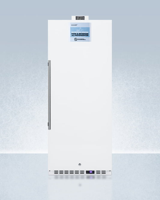 Summit FFAR12WNZ Commercially Approved 10.1 Cu.Ft. Nutrition Center Series All-Refrigerator With Stainless Steel Door, Front Lock, And Nist Calibrated Digital Temperature Display