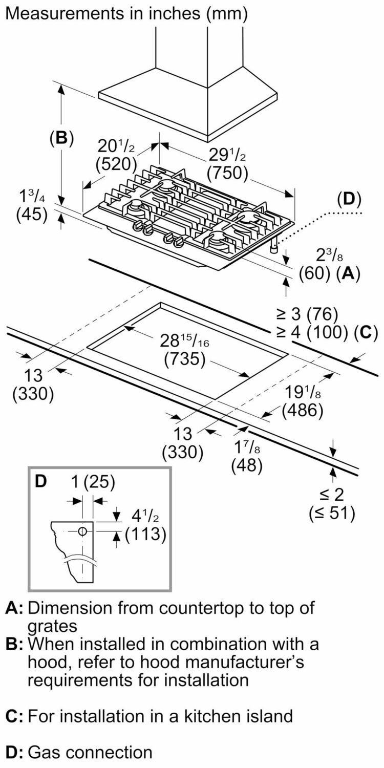 Bosch NGM3051UC 300 Series Gas Cooktop Stainless Steel