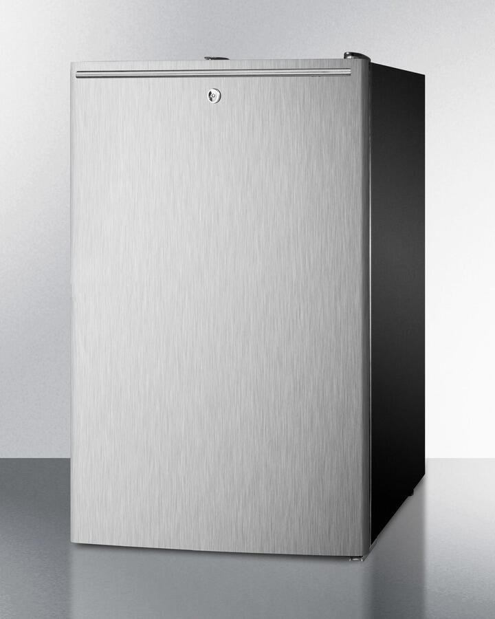 Summit FF521BLBISSHHADA Ada Compliant 20" Wide Built-In Undercounter All-Refrigerator For General Purpose Use, Auto Defrost With A Lock, Ss Door, Horizontal Handle And Black Cabinet
