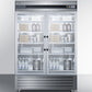 Summit SCR49SSG 49 Cu.Ft. Commercial Reach-In Refrigerator In Complete Stainless Steel With Glass Doors