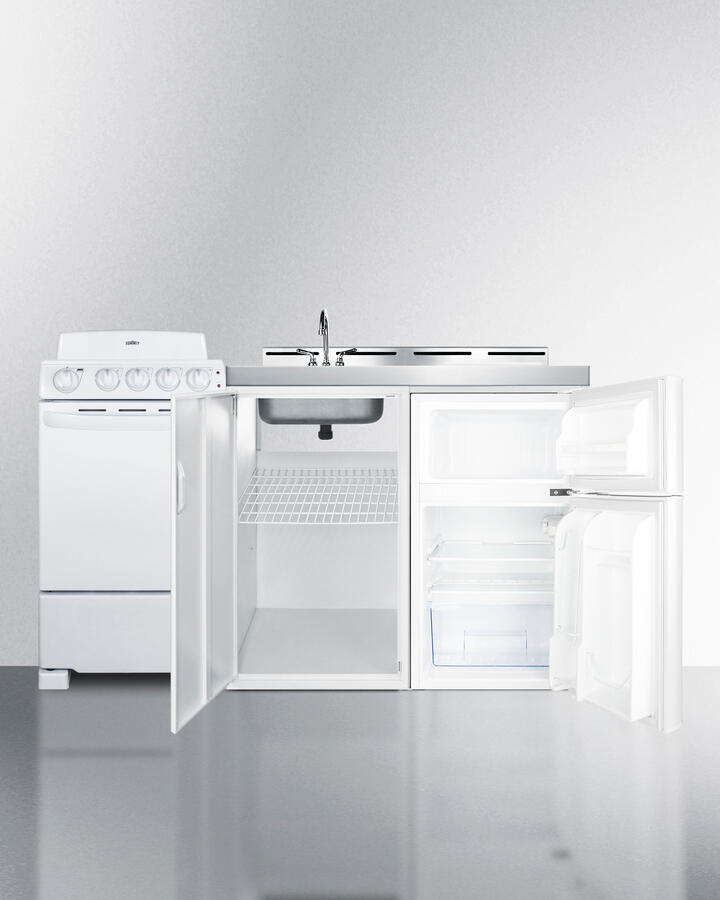 Summit ACK60COILW 60" Wide All-In-One Kitchenette With Electric Coil Range