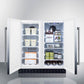 Summit FFRF3075WSS Frost-Free Side-By-Side Refrigerator-Freezer For Built-In Or Freestanding Use With White Cabinet, Stainless Steel Doors, And Digital Controls