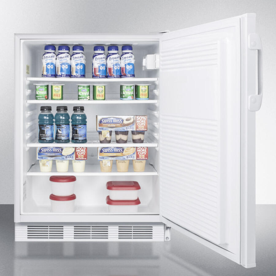Summit FF7LBIADA Ada Compliant Built-In Undercounter All-Refrigerator For General Purpose Or Commercial Use, With Lock, Auto Defrost Operation And White Exterior