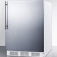 Summit FF61BISSHVADA Ada Compliant Built-In Undercounter All-Refrigerator For Residential Use, Auto Defrost With Stainless Steel Wrapped Door, Thin Handle, And White Cabinet