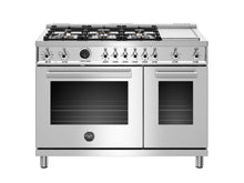 Bertazzoni PROF486GDFSXT 48 Inch Dual Fuel Range, 6 Brass Burners And Griddle , Electric Self Clean Oven Stainless Steel
