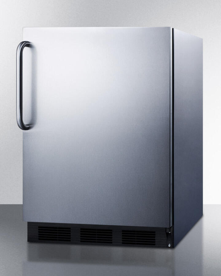 Summit CT663BCSS Built-In Undercounter Refrigerator-Freezer For Residential Use, Cycle Defrost With A Deluxe Interior, Stainless Steel Exterior, And Towel Bar Handle