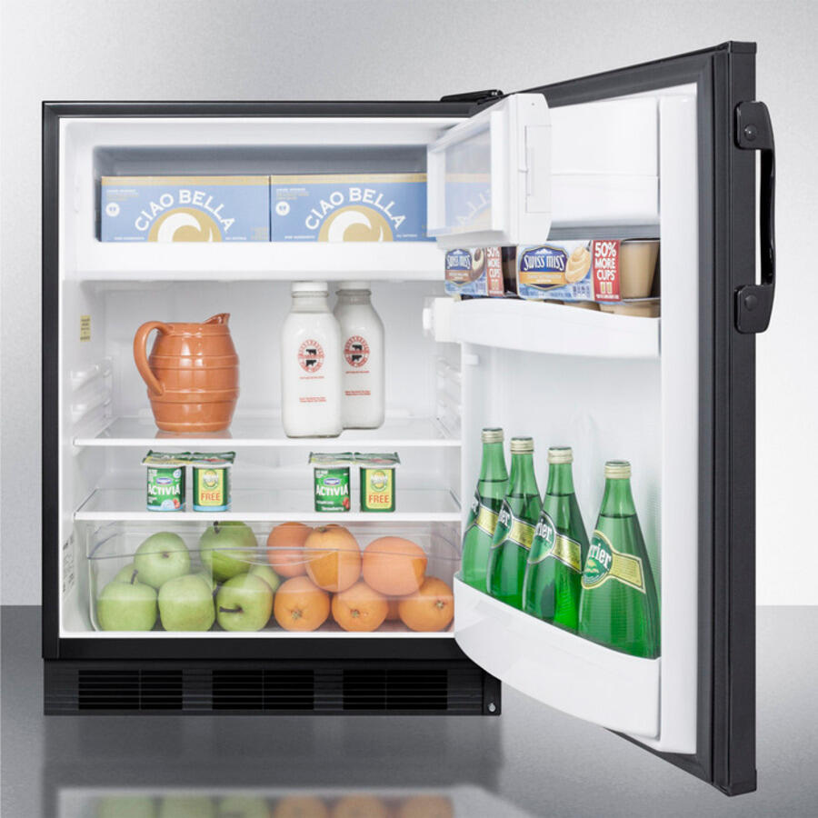 Summit CT66BADA Freestanding Ada Compliant Refrigerator-Freezer For General Purpose Use, With Dual Evaporator Cooling, Cycle Defrost, And Black Exterior
