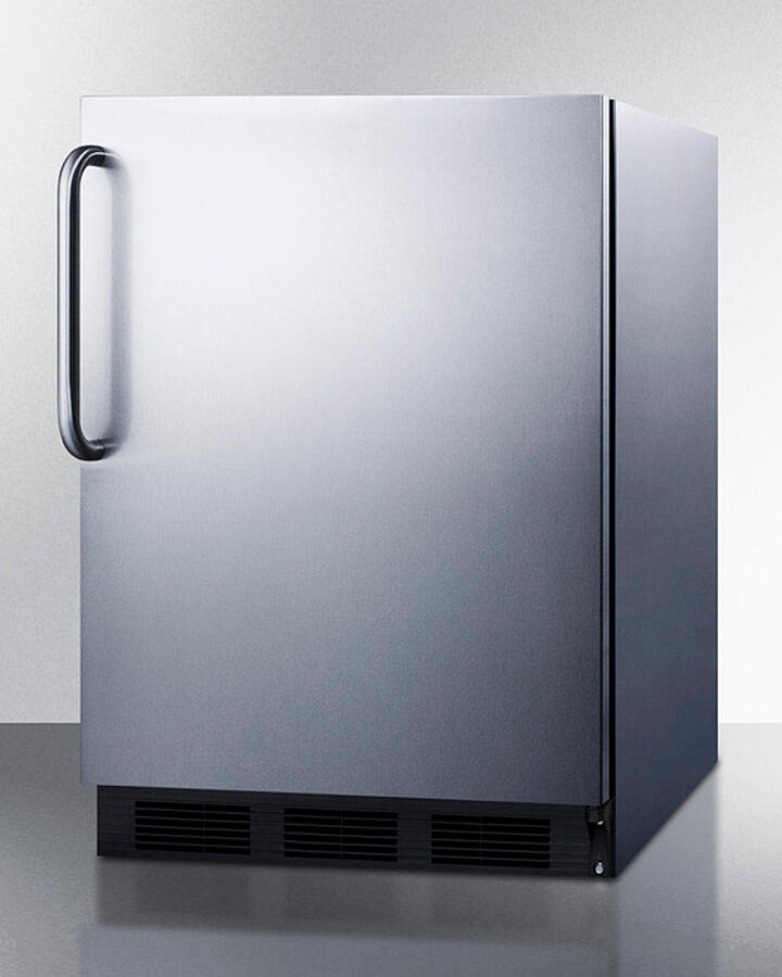 Summit FF6BK7CSSADA Ada Compliant Commercial All-Refrigerator For Built-In General Purpose Use, Auto Defrost With A Fully Wrapped Stainless Steel Exterior