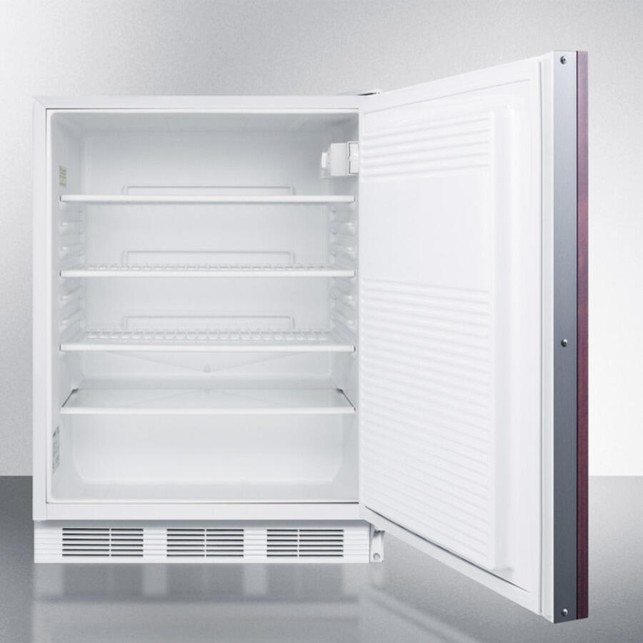 Summit FF7BIIF Commercially Listed Built-In Undercounter All-Refrigerator For General Purpose Use, Auto Defrost W/Integrated Door Frame For Overlay Panels And White Cabinet