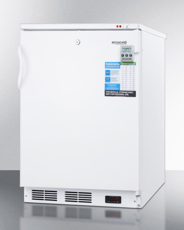 Summit VT65MLBIVAC Built-In Undercounter Vaccine Storage All-Freezer With Digital Thermostat, Temperature Alarm, Hospital Grade Cord, Self-Closing Door, And Front Lock