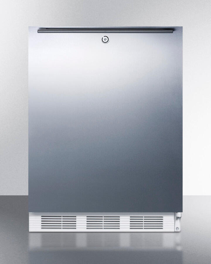 Summit CT66LBISSHHADA Built-In Undercounter Ada Compliant Refrigerator-Freezer For General Purpose Use, W/Dual Evaporator Cooling, Lock, Ss Door, Horizontal Handle, White Cabinet