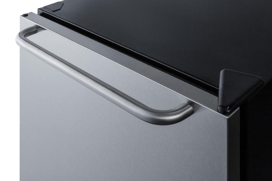 Summit AR5S 24 Inch Wide Ada Compliant Built-In Undercounter All-Refrigerator For Residential Use, Auto Defrost With Stainless Steel Wrapped Door, Horizontally Mounted Towel Bar Handle, And Black Cabinet