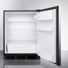 Summit FF6BBI7SSHH Commercially Listed Built-In Undercounter All-Refrigerator For General Purpose Use, Autom Defrost W/Ss Wrapped Door, Horizontal Handle, And Black Cabinet