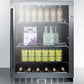 Summit SCR2466 Built-In Undercounter Beverage Refrigerator With Seamless Trimmed Glass Door, Digital Controls, Lock, And Black Cabinet