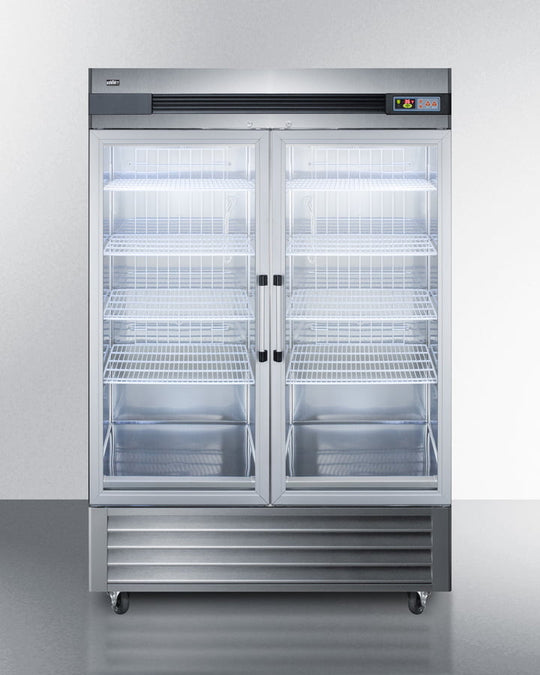 Summit SCR49SSG 49 Cu.Ft. Commercial Reach-In Refrigerator In Complete Stainless Steel With Glass Doors