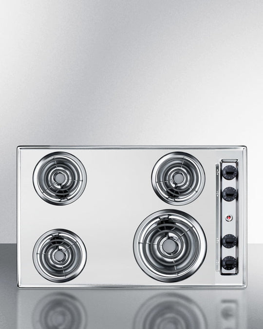 Summit ZEL05 30" Wide 230V 4-Burner Coil Cooktop