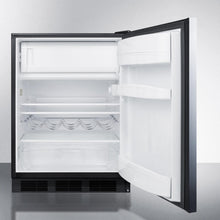 Summit CT663BBISSHH Built-In Undercounter Refrigerator-Freezer For Residential Use, Cycle Defrost With A Stainless Steel Wrapped Door, Horizontal Handle, And Black Cabinet