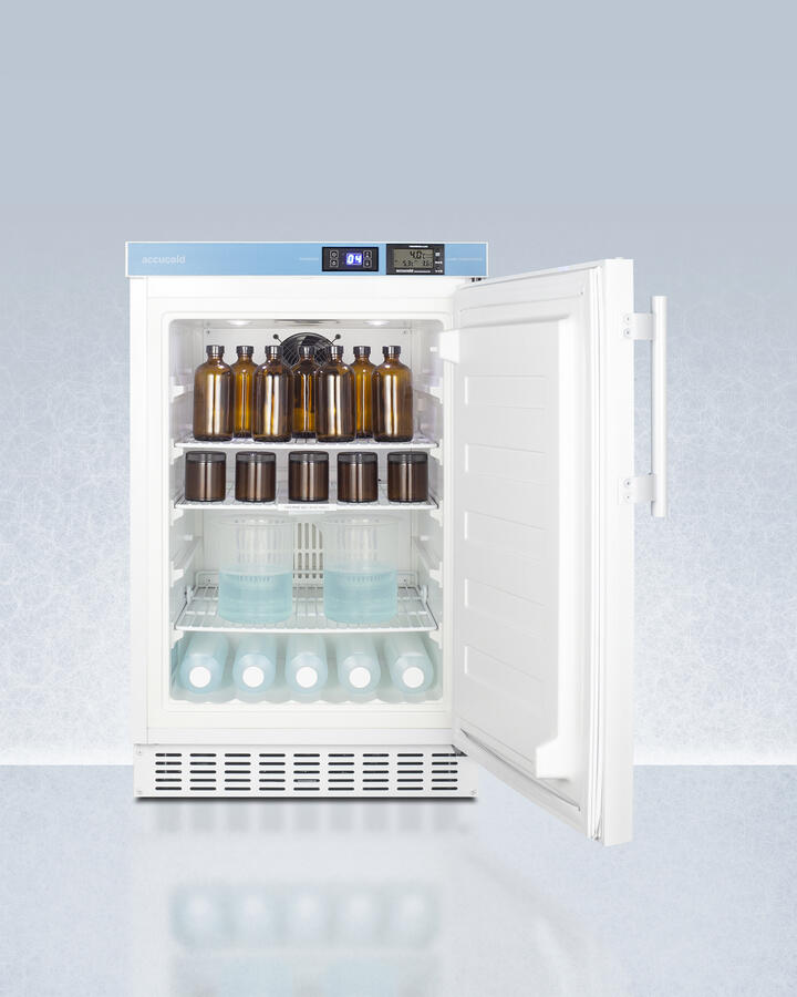Summit ACR45L Pharmacy Series Ada Compliant 20" Wide Built-In Undercounter All-Refrigerator For Vaccine Storage, Frost-Free With An Internal Fan, External Digital Controls And Thermometer, And Lock