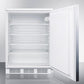 Summit FF7LWBISSHH Commercially Listed Built-In Undercounter All-Refrigerator For General Purpose Use, Auto Defrost W/Lock, Ss Door, Horizontal Handle, And White Cabinet