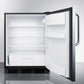 Summit FF6BKBISSTBADA Ada Compliant All-Refrigerator For Built-In General Purpose Use, Auto Defrost W/Stainless Steel Wrapped Door, Towel Bar Handle, And Black Cabinet