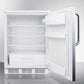 Summit FF6WBISSTB Built-In Undercounter All-Refrigerator For General Purpose Use W/Automatic Defrost, Stainless Steel Wrapped Door, Towel Bar Handle, And White Cabinet