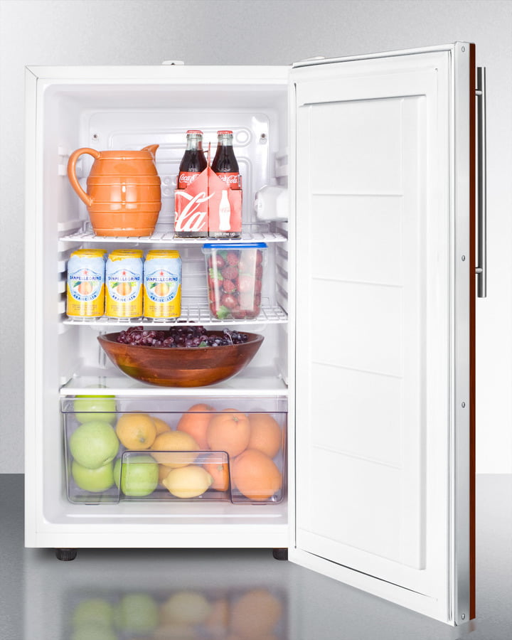 Summit FF511LBI7IFADA Commercially Listed 20" Wide Counter Height All-Refrigerator, Auto Defrost With A Lock And Integrated Door Frame For Full Overlay Panels