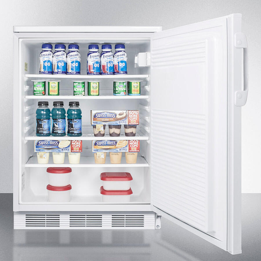 Summit FF7LWBI Commercially Listed Built-In Undercounter All-Refrigerator For General Purpose Use, With Lock, Flat Door Liner, Automatic Defrost Operation And White Exterior