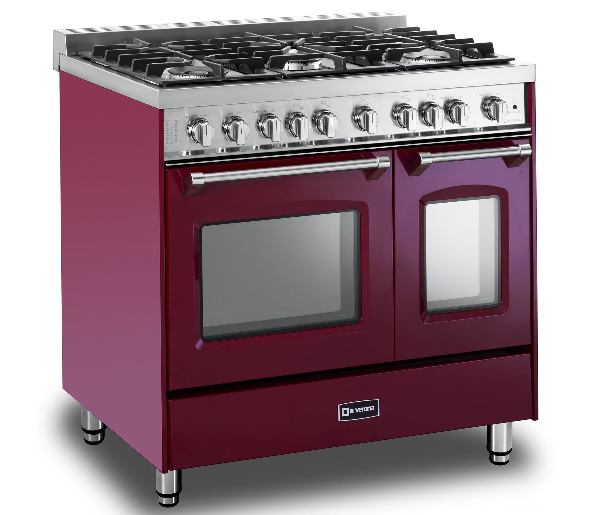 Verona VPFSGG365DBU Burgundy 36" Gas Double Oven Range - Prestige Series