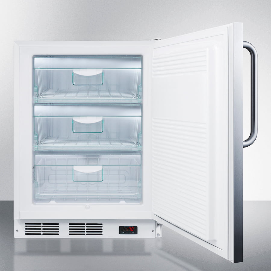 Summit VT65ML7BISSTBADA Ada Compliant Commercial Built-In Medical All-Freezer Capable Of -25 C Operation, With Wrapped Stainless Steel Door, Towel Bar Handle, And Lock