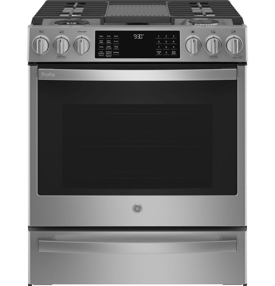 Ge Appliances PGS930YPFS Ge Profile&#8482; 30" Smart Slide-In Front-Control Gas Fingerprint Resistant Range With No Preheat Air Fry