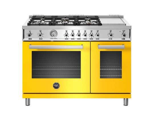 Bertazzoni PROF486GGASGIT 48 Inch All-Gas Range 6 Brass Burner And Griddle Giallo