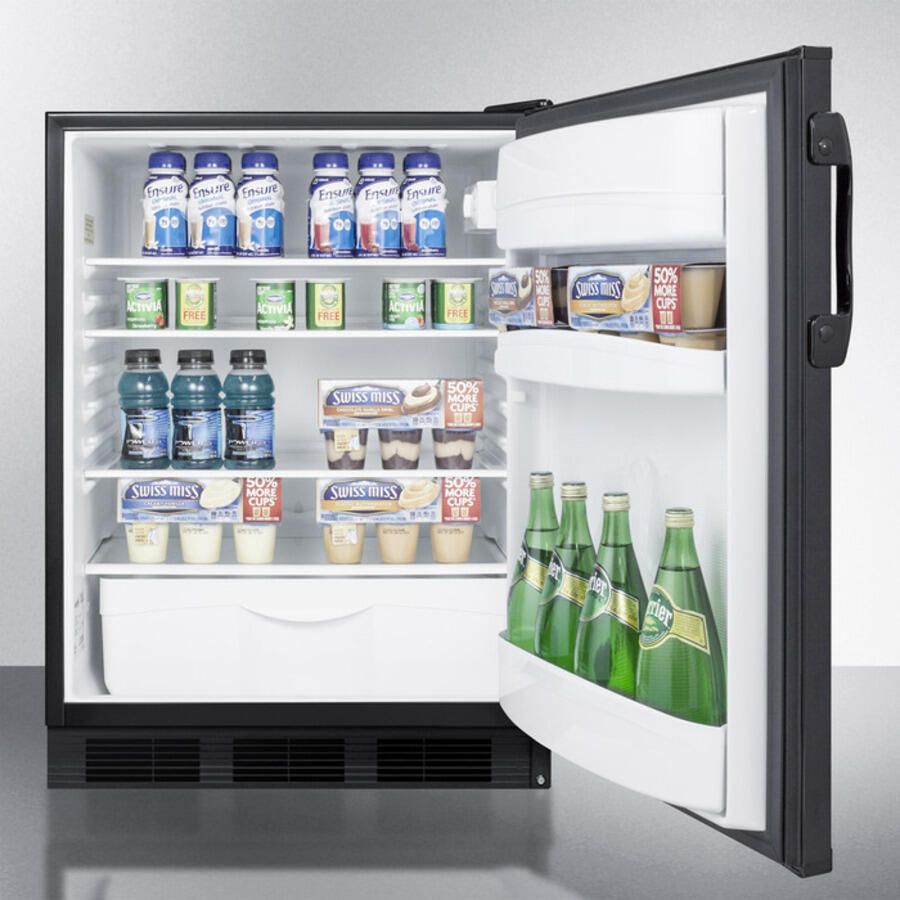 Summit FF6BBIADA Ada Compliant All-Refrigerator For Built-In General Purpose Use, With Automatic Defrost Operation And Black Exterior
