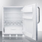 Summit FF61DPLADA Ada Compliant Freestanding All-Refrigerator For Residential Use, Auto Defrost With White Cabinet, Diamond Plate Wrapped Door, And Towel Bar Handle