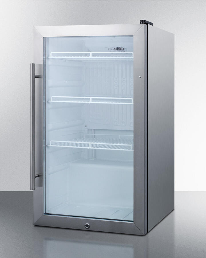 Summit SCR489OSCSS Commercially Approved Outdoor Beverage Cooler For Freestanding Use With Glass Door And Stainless Steel Cabinet