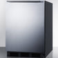 Summit CT663BSSHH Freestanding Counter Height Refrigerator-Freezer For Residential Use, Cycle Defrost With A Stainless Steel Wrapped Door, Towel Bar Handle, And Black Cabinet