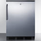 Summit FF7LBLBISSTB Commercially Listed Built-In Undercounter All-Refrigerator For General Purpose Use, Auto Defrost W/Ss Wrapped Door, Towel Bar Handle, Lock, And Black Cabinet