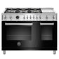 Bertazzoni PROF486GDFSNET 48 Inch Dual Fuel Range, 6 Brass Burners And Griddle , Electric Self Clean Oven Nero