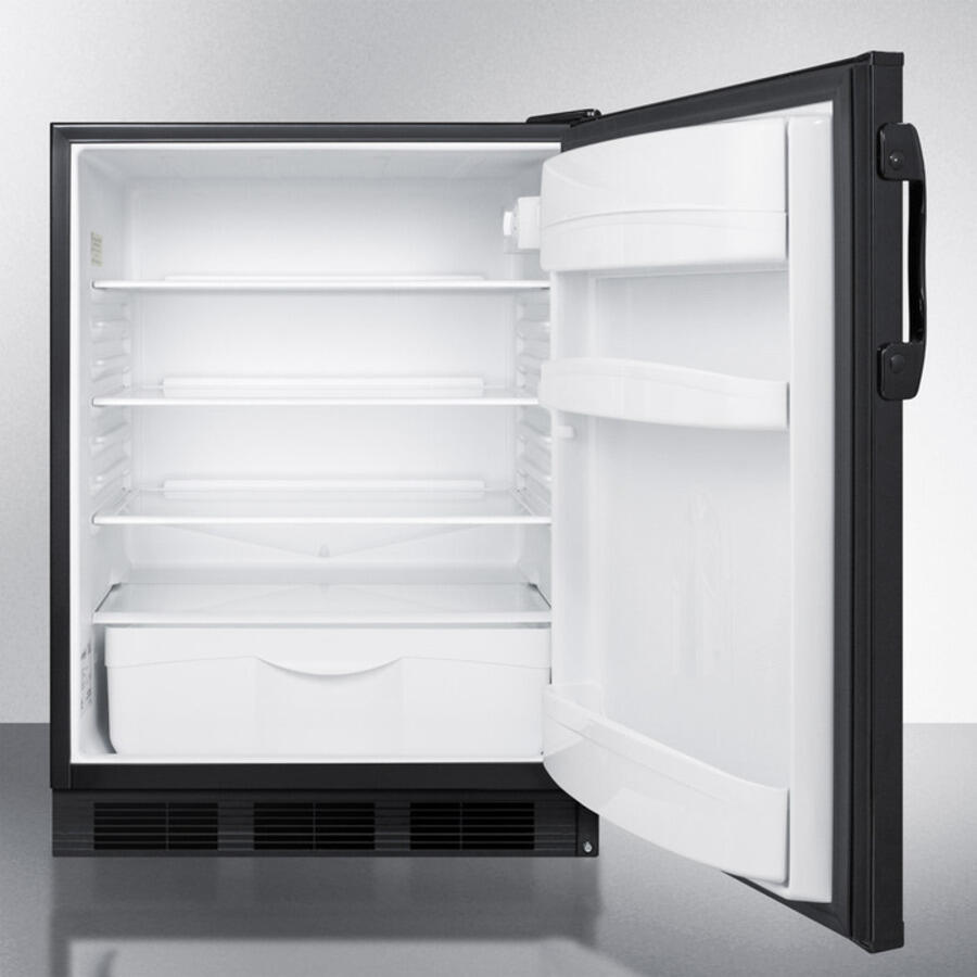 Summit FF6BBI7 Commercially Listed Built-In Undercounter All-Refrigerator For General Purpose Use, With Automatic Defrost Operation And Black Exterior
