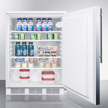 Summit FF7LWSSHV Commercially Listed Freestanding All-Refrigerator For General Purpose Use, Auto Defrost W/Lock, Ss Wrapped Door, Thin Handle, And White Cabinet