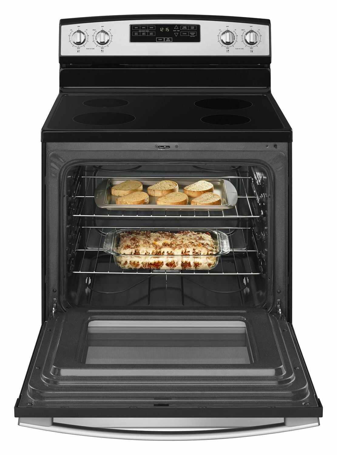 Amana AER6303MFS 30-Inch Electric Range With Extra-Large Oven Window - Black-On-Stainless
